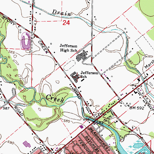 Topographic Map of Jefferson Middle School, MI