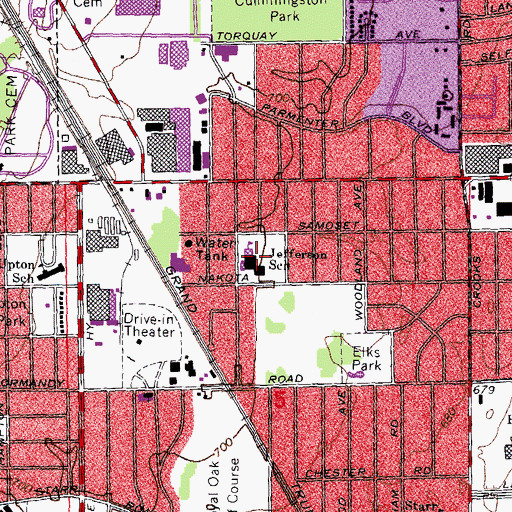Topographic Map of Jefferson School, MI
