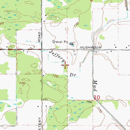 Topographic Map of Jeffery Drain, MI