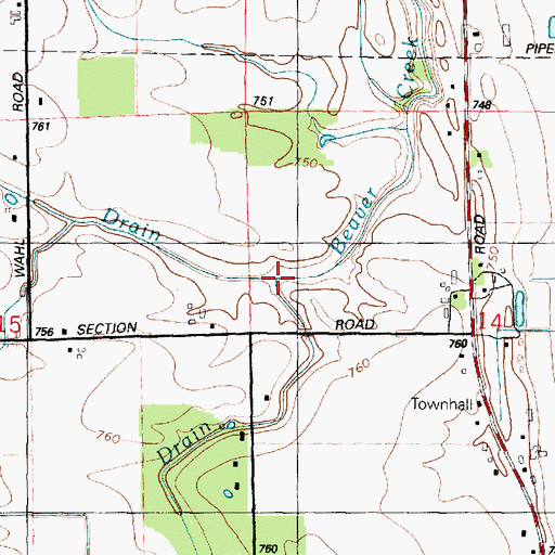 Topographic Map of Jeffrey Drain, MI
