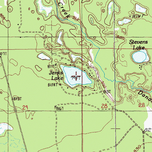 Topographic Map of Jenks Lake, MI