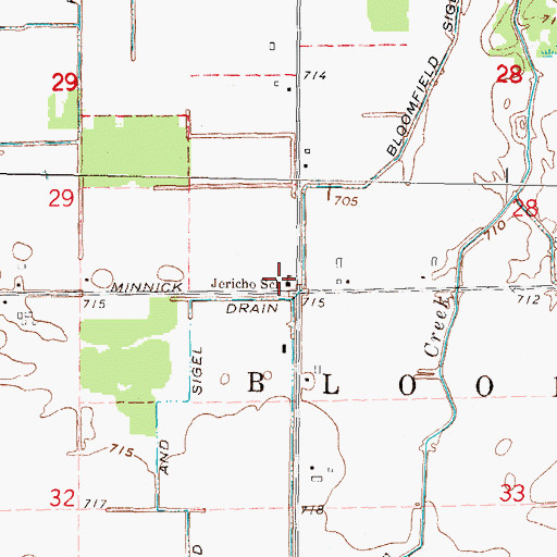 Topographic Map of Jericho School, MI