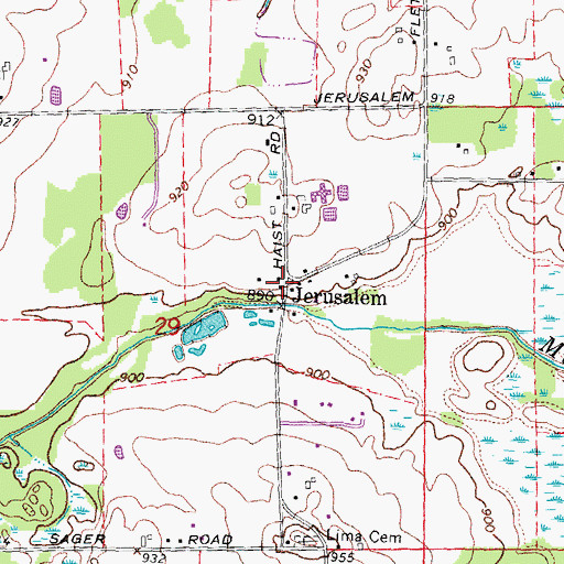 Topographic Map of Jerusalem, MI