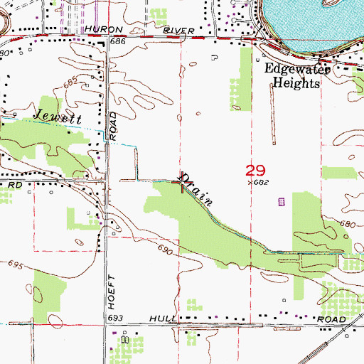 Topographic Map of Jewett Drain, MI