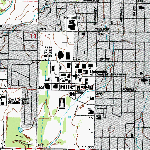Topographic Map of University of Central Arkansas, AR