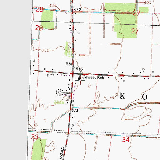 Topographic Map of Jewett School, MI