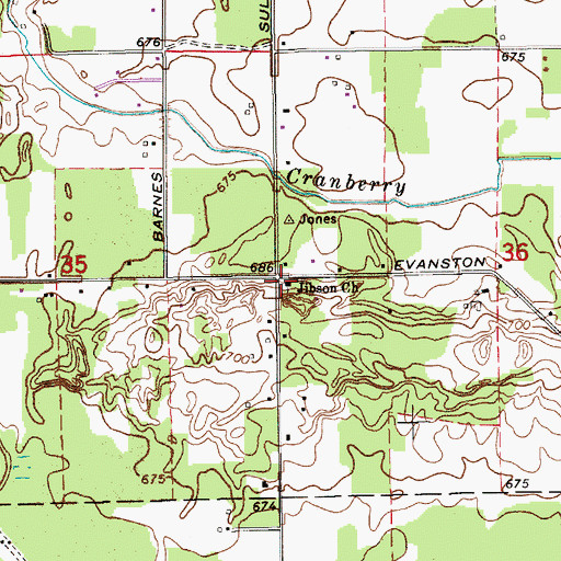 Topographic Map of Jibson Church, MI