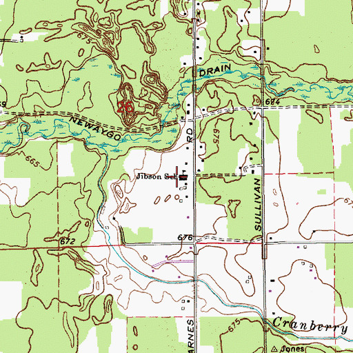 Topographic Map of Jibson School, MI