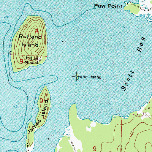 Topographic Map of Jim Island, MI