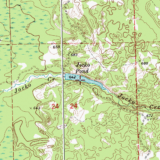 Topographic Map of Jocko Pond, MI