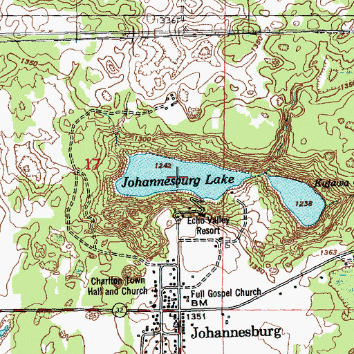 Topographic Map of Johannesburg Lake, MI