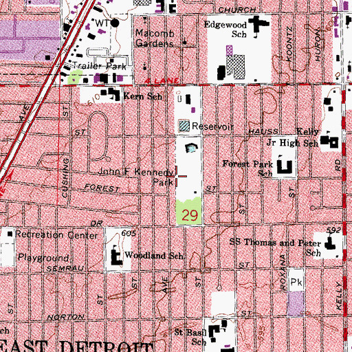 Topographic Map of John F Kennedy Park, MI