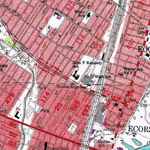 Topographic Map of John F Kennedy School, MI