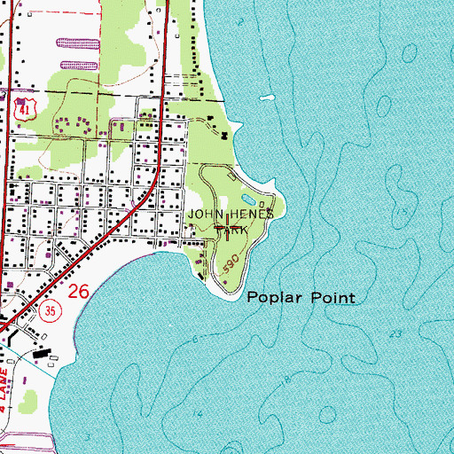 Topographic Map of John Henes Park, MI