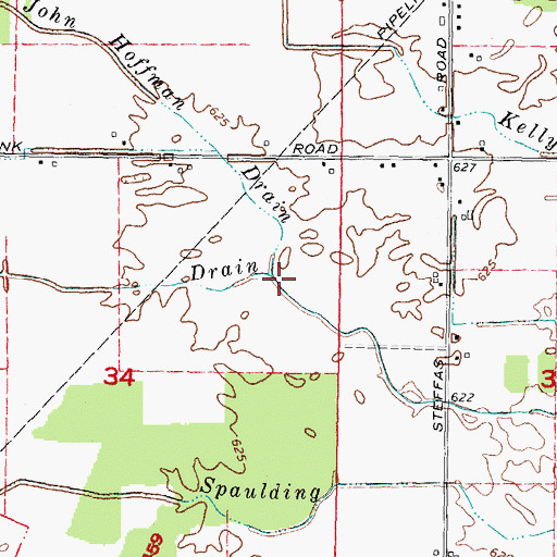 Topographic Map of John Hoffman Drain, MI