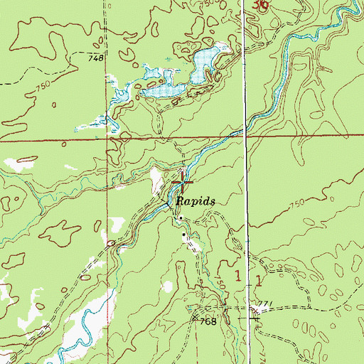 Topographic Map of Johns Creek, MI