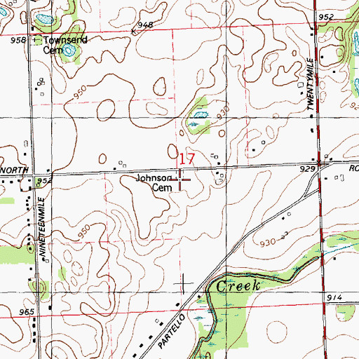 Topographic Map of Johnson Cemetery, MI