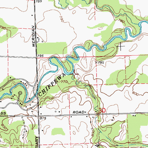 Topographic Map of Johnson Creek, MI