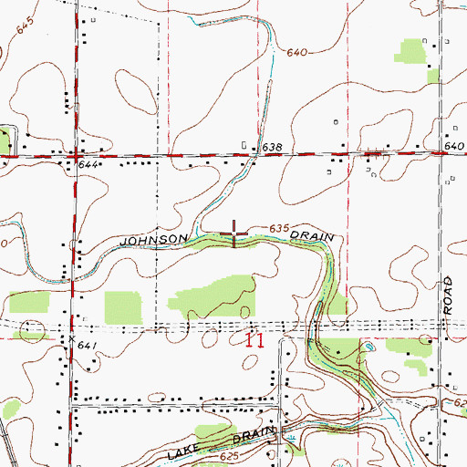 Topographic Map of Johnson Drain, MI