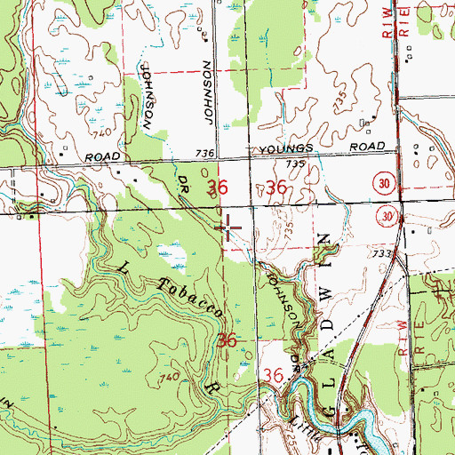 Topographic Map of Johnson Drain, MI