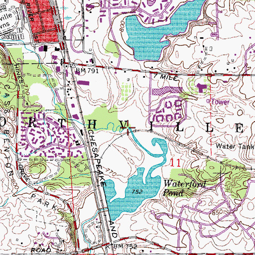 Topographic Map of Johnson Drain, MI