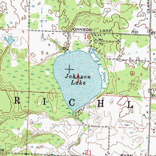 Topographic Map of Johnson Lake, MI