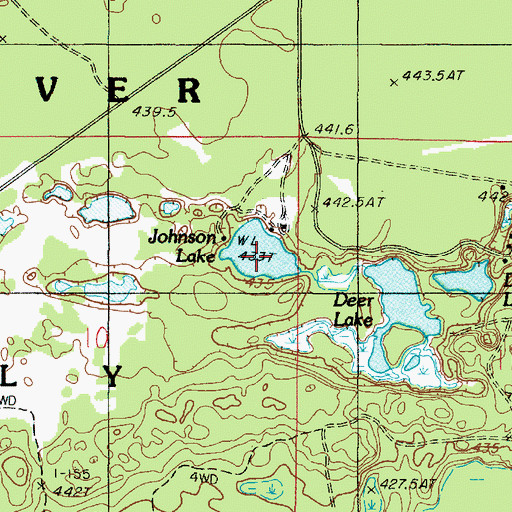 Topographic Map of Johnson Lake, MI