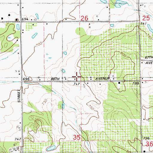 Topographic Map of Johnson School, MI