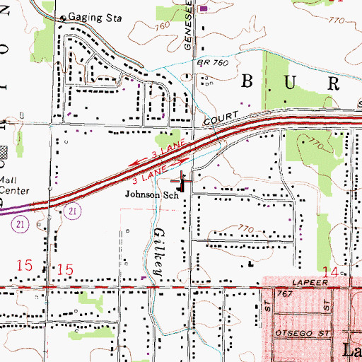 Topographic Map of Johnson School, MI