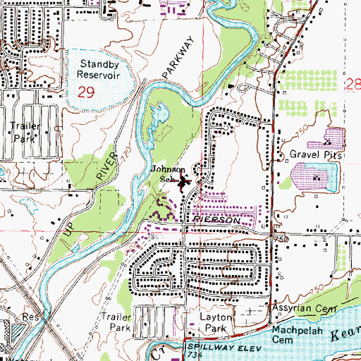 Topographic Map of Johnson School, MI