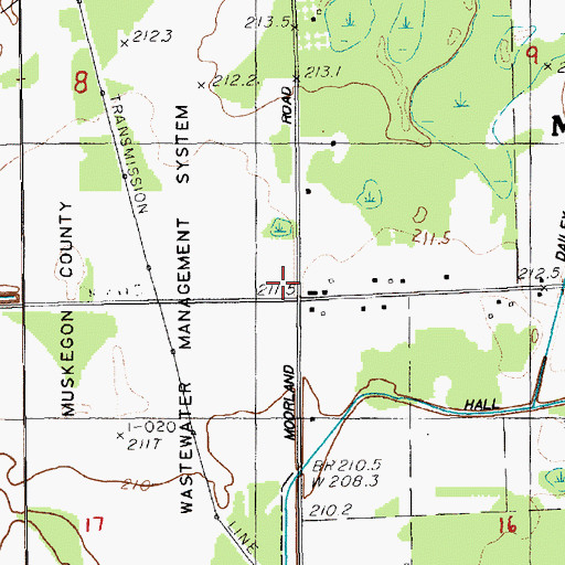 Topographic Map of Johnston School, MI