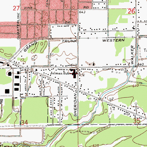 Topographic Map of Jolman School, MI