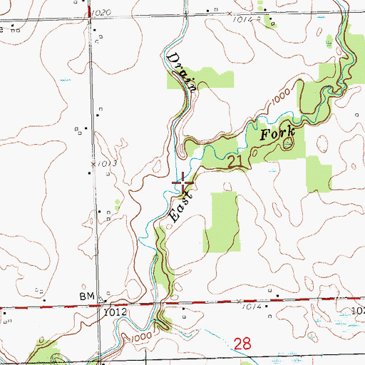 Topographic Map of Jonas Brown Drain, MI