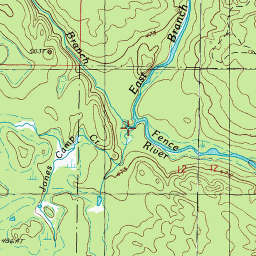 Topographic Map of Jones Camp Creek, MI