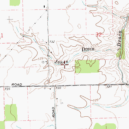 Topographic Map of Jones Drain, MI