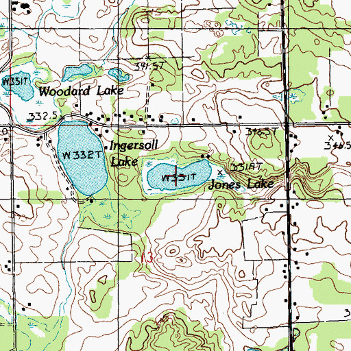 Topographic Map of Jones Lake, MI