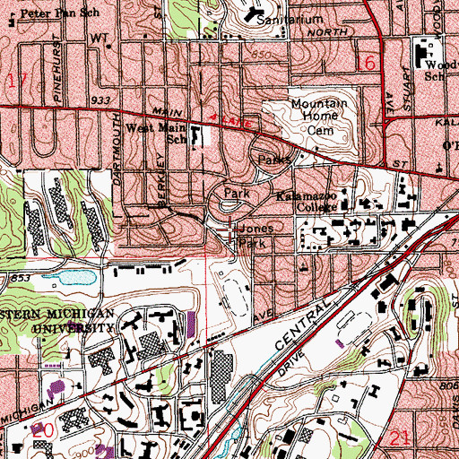 Topographic Map of Jones Park, MI