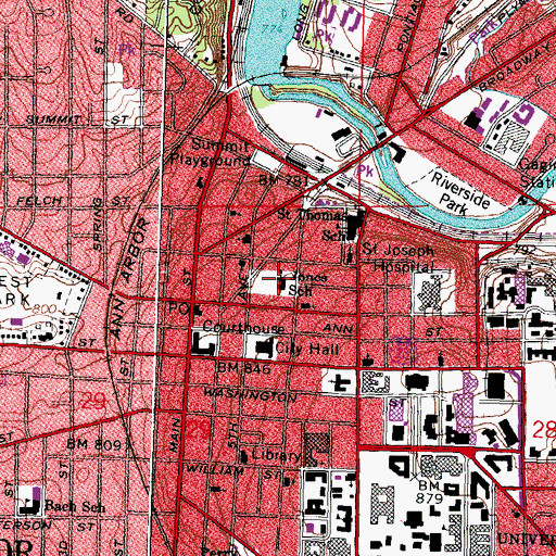 Topographic Map of Community High School, MI