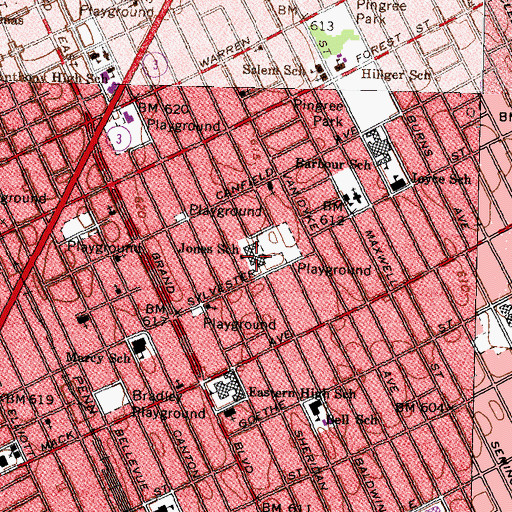 Topographic Map of Jones School, MI