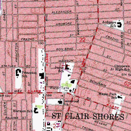 Topographic Map of Saint Isaac Jogues Catholic School, MI