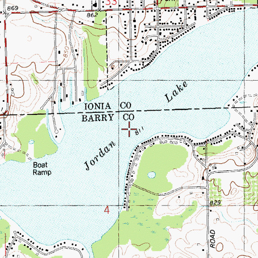 Topographic Map of Jordan Lake, MI