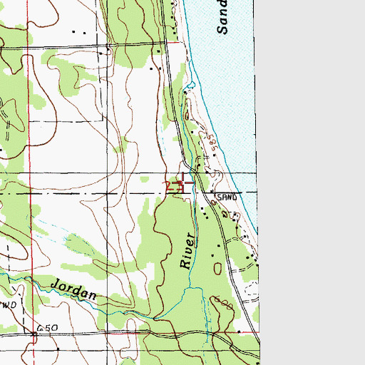 Topographic Map of Jordan River, MI
