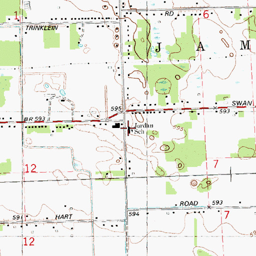Topographic Map of Jordan School, MI