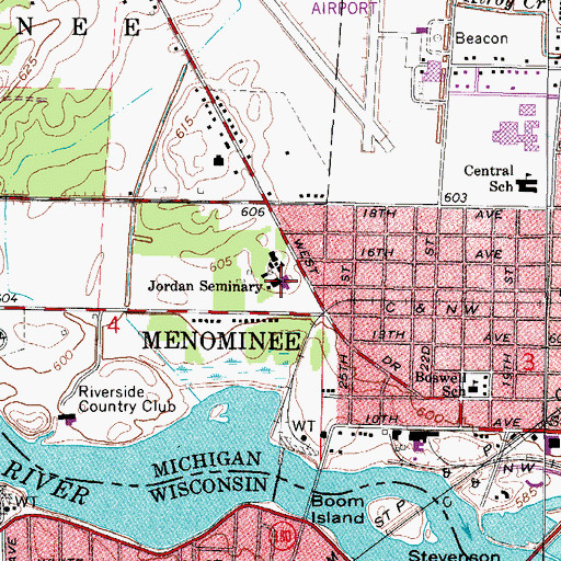Topographic Map of Jordan Seminary, MI