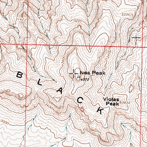 Topographic Map of Ives Peak, AZ