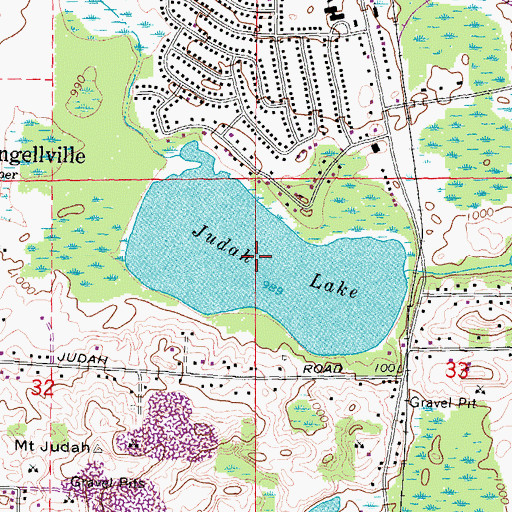 Topographic Map of Judah Lake, MI