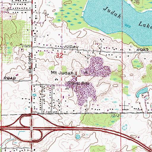 Topographic Map of Mount Judah, MI