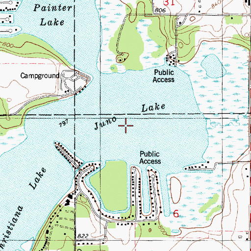 Topographic Map of Juno Lake, MI