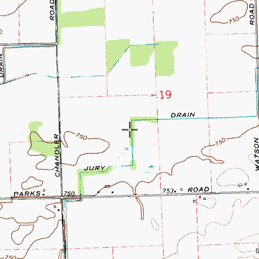 Topographic Map of Jury Drain, MI