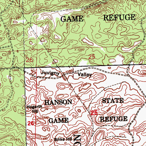 Topographic Map of Juvigny Valley, MI
